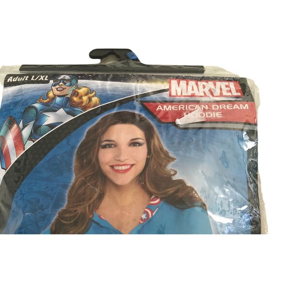 WOMEN'S MARVEL AMERICAN DREAM ZIP UP SWEATSHIRT HOODIE SUPER HERO ADULT L/XL - Picture 2 of 7